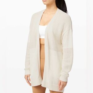Lululemon Easy Embrace Wrap Sweater. Cream. Chunky knit cardigan